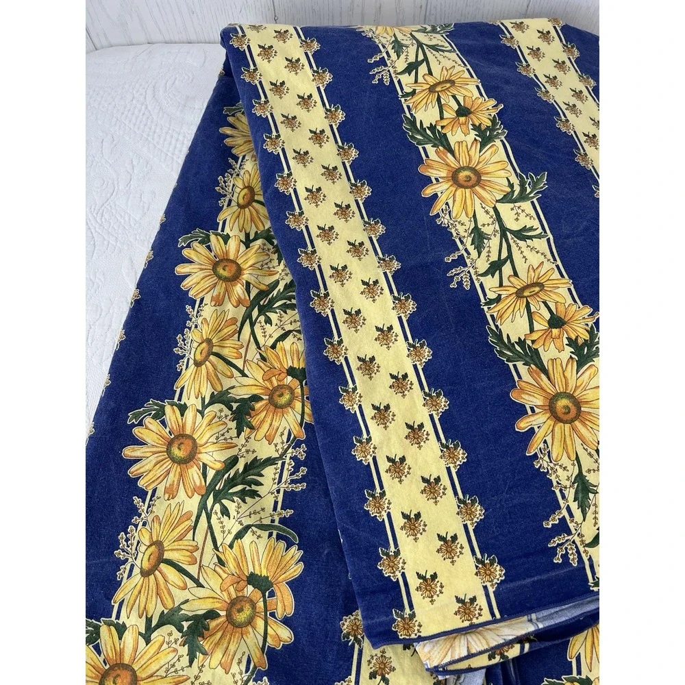 Vintage Vent Du Sud France Tablecloth Rectangle 93x58 Sunflower yellow blue